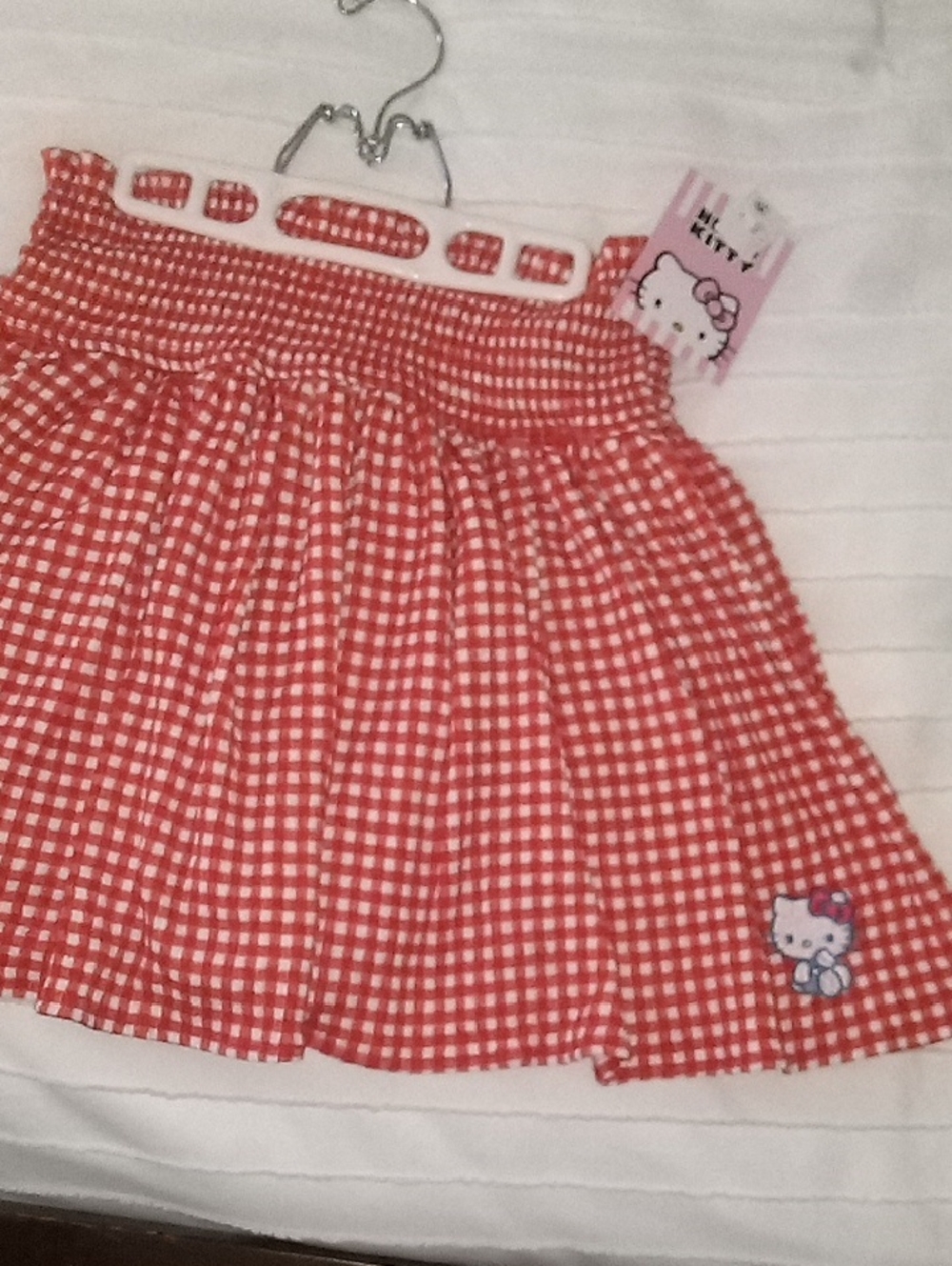 Hello Kitty Red and White Gingham Skorts with Smocked Waistband (Girls) XXL14/16